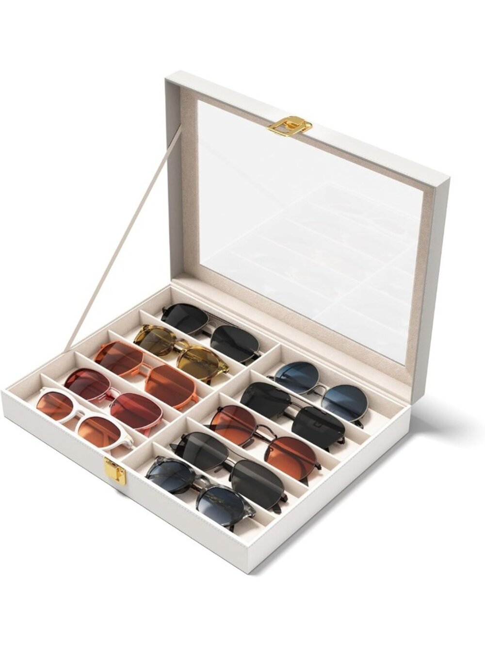 10/30 Slot Sunglass Organizer - Clear Display Case for Eyeglasses & Accessories